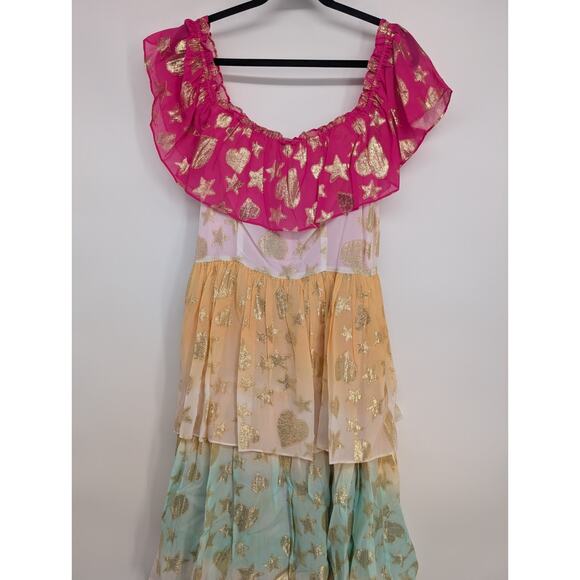 NWT LoveShackFancy Vynne Ombré Colorful Tiered Maxi Dress Sz 8 Pink #1E507 - Picture 5 of 13